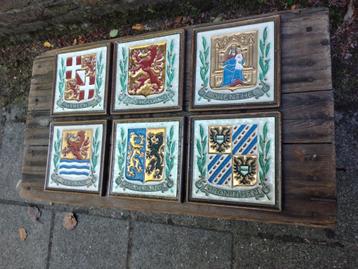 6 porceleyne fles delft cloisonné provincie tegels beschikbaar voor biedingen