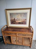 Groot klassiek schilderij kunstreproductie goudkleurig lijst, Ophalen