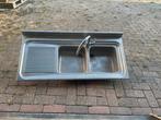 Dubbele spoelbak spoeltafel met kraan, Ophalen, 50 tot 100 cm, Zo goed als nieuw, Minder dan 100 cm