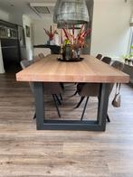 Prachtige grote massief eiken eettafel met 6 stoelen, Ophalen, 100 tot 150 cm, Eikenhout, 200 cm of meer