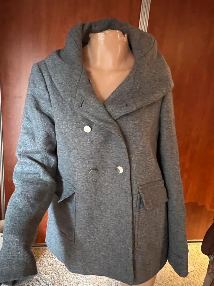 ZARA  jas met mooie kraag maat m zgan, Kleding | Dames, Jassen | Winter, Zo goed als nieuw, Maat 38/40 (M), Grijs, Ophalen of Verzenden