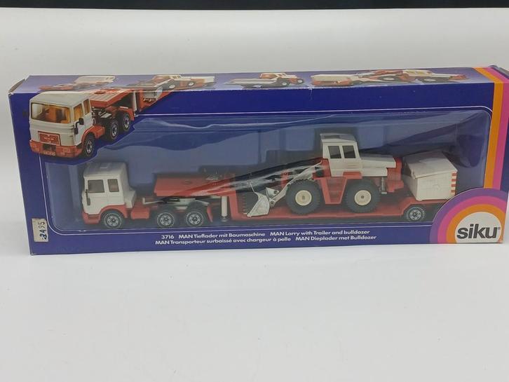 SIKU Man + dieplader + shovel set 3716, Hobby en Vrije tijd, Modelauto's | 1:50, Zo goed als nieuw, Bus of Vrachtwagen, SIKU, Ophalen of Verzenden