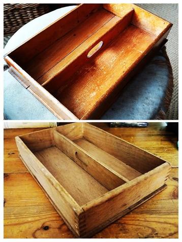 Brocante bestekbak hout 1 kan ook aan de wand 2 stuks beschikbaar voor biedingen