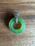 Witgouden hanger met jade ring en diamant, Overige voorstellingen, Wit, Ophalen of Verzenden, Zo goed als nieuw