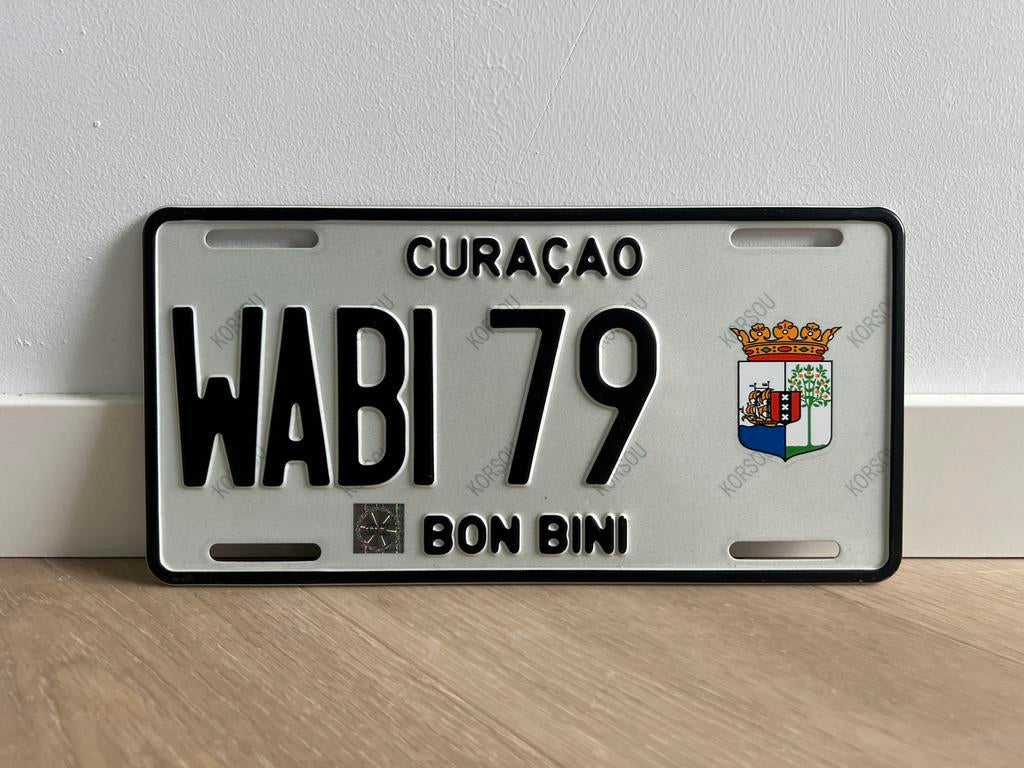 Kentekenplaat Curaçao WABI (oldtimer, zeldzaam!), Verzamelen, Automerken, Motoren en Formule 1, Zo goed als nieuw, Auto's, Ophalen of Verzenden