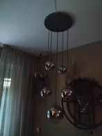 Hanglamp met 5 smoked glazen bollen., Ophalen of Verzenden, Zo goed als nieuw, Glas, 75 cm of meer