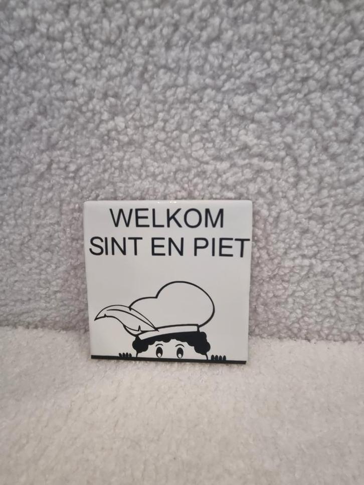 Welkom Sint en Piet 10x10 tegel, Huis en Inrichting, Woonaccessoires | Tekstborden en Spreuken, Zo goed als nieuw, Ophalen of Verzenden