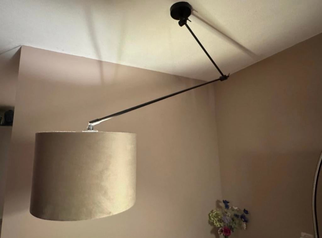Mooie plafond scharnierlamp met velours kap, Huis en Inrichting, Lampen | Tafellampen, Ophalen of Verzenden, Zo goed als nieuw