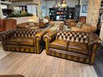 originele chesterfield bankstel 2 x 2 zits als Nieuw bruin, Huis en Inrichting, Banken | Bankstellen, Ophalen of Verzenden, Zo goed als nieuw