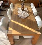 eettafel notenhout met 6 stoelen er gratis bij z.a.n, 150 tot 200 cm, 200 cm of meer, Ophalen of Verzenden, Zo goed als nieuw