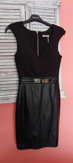 Prachtige nieuwe zwarte jurk (lederlook onderaan), Zwart, Nieuw, Ophalen of Verzenden, Maat 36 (S)
