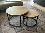 Ronde eikenhouten salontafel, Huis en Inrichting, Tafels | Salontafels, Ophalen, 50 tot 100 cm, Zo goed als nieuw, Minder dan 50 cm