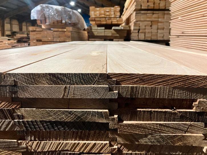 Eiken planken-dakbeschot-halfhouts rabat-vloerdeel-wanddeel, Tuin en Terras, Palen, Balken en Planken, Nieuw, Planken, 180 tot 250 cm