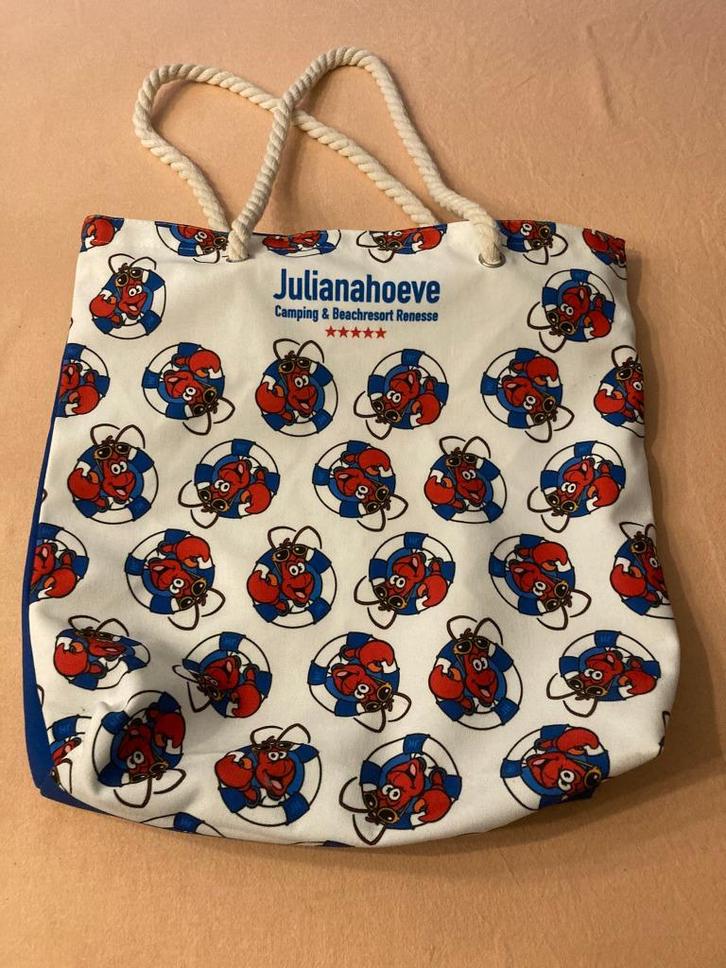 Strand canvas tas camping beachresort renesse julianahoeve!, Sieraden, Tassen en Uiterlijk, Tassen | Schoudertassen, Zo goed als nieuw
