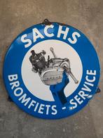 Emaille bord sachs bromfiets service, Reclamebord, Gebruikt, Ophalen of Verzenden