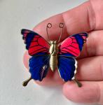 Vintage blauw roze goudkleurige broche vlinder costume speld, Sieraden, Tassen en Uiterlijk, Broches, Overige materialen, 4 tot 7 cm