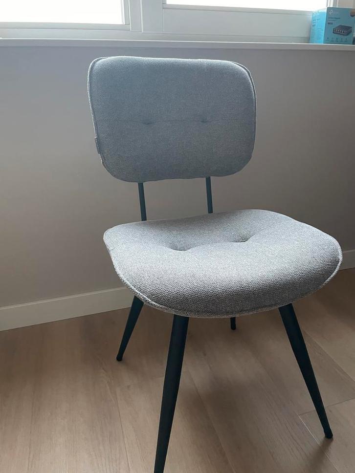 6 Grijze Eetkamerstoelen - Stof & Metaal, Huis en Inrichting, Stoelen, Zo goed als nieuw, Vijf, Zes of meer stoelen, Stof, Grijs