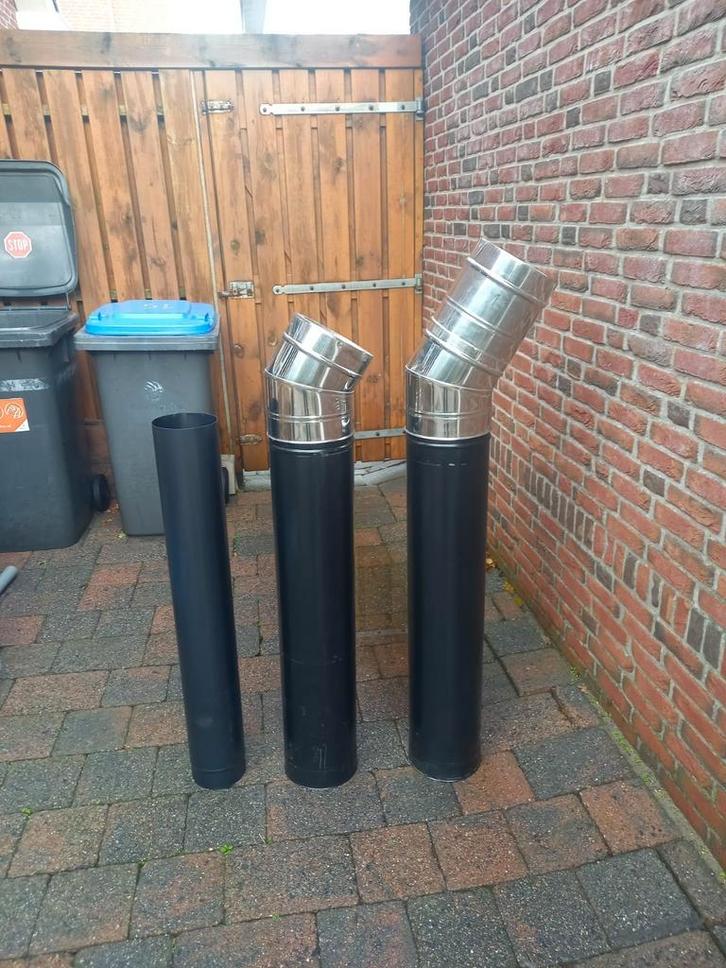 Kachelpijp 150/200 diam en bochten dikwandig en dunwandig, Doe-het-zelf en Verbouw, Buizen en Afvoer, Zo goed als nieuw, Rechte buis