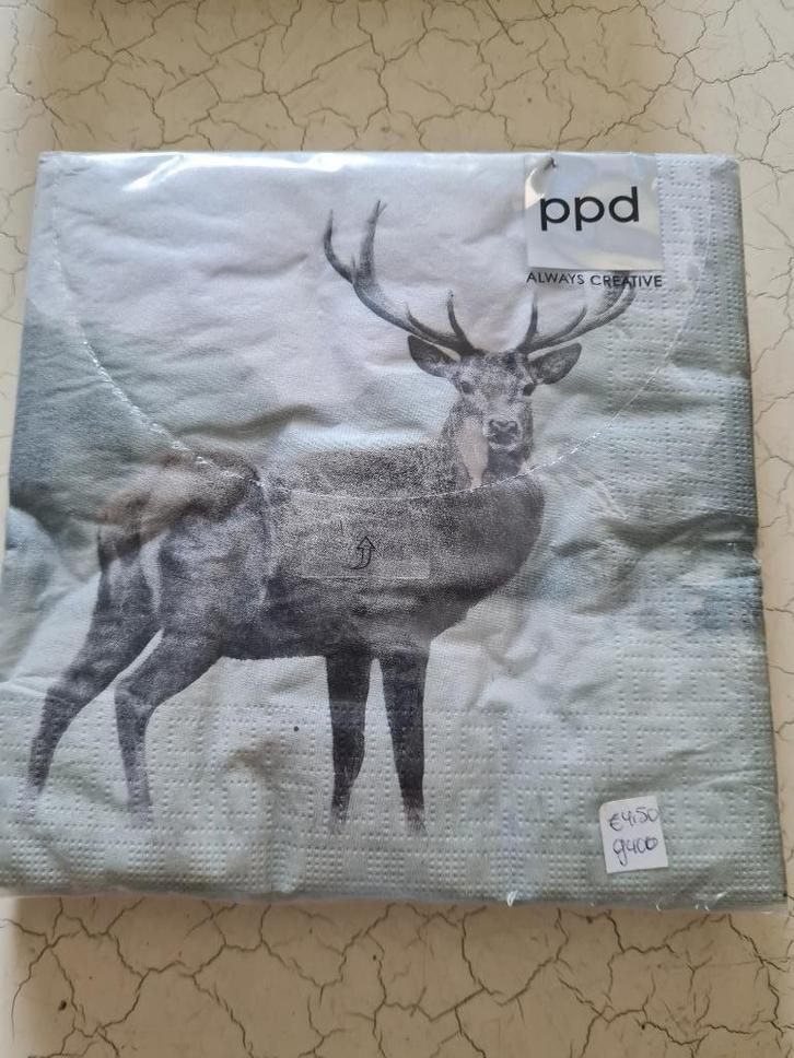 Papieren servetten hert foto 1 t/m 3 merk PPD, Hobby en Vrije tijd, Knutselen, Nieuw, Materiaal, Ophalen of Verzenden