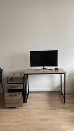 Beige Bureau + Lockable Ladekast - Zo goed als nieuw!, Huis en Inrichting, 100 tot 150 cm, Ophalen of Verzenden, Zo goed als nieuw