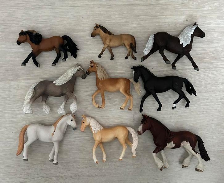 Grote set Schleich sleich paarden ponys en veulens, Verzamelen, Dierenverzamelingen, Zo goed als nieuw, Beeldje of Figuurtje, Paard