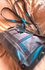 Dubarry 2 kleurige walnut bruin lederen schoudertas 27x39, Verzenden, Gebruikt, Bruin, Schoudertasje