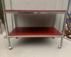 Audiotafel bijzettafel bruinrood chroom - vintage retro, Ophalen, Gebruikt, 50 tot 100 cm, Onbekend