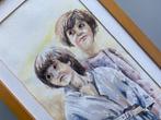 Aquarel van twee kinderen. Jaren 60, Antiek en Kunst, Ophalen of Verzenden