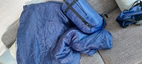 2 blauwe slaapzakken., Caravans en Kamperen, Slaapzakken, Zo goed als nieuw, Ophalen