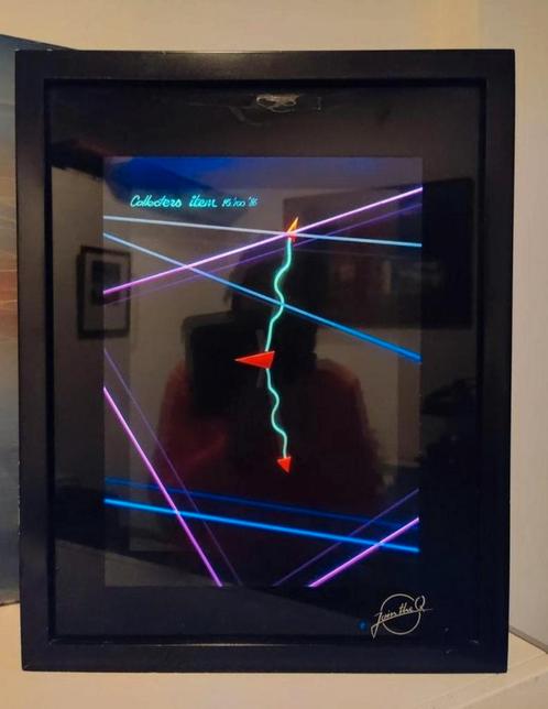 Unieke neon klok Join the Q uit 1986, nr 15/100 80s popart, Huis en Inrichting, Woonaccessoires | Klokken, Gebruikt, Staande klok