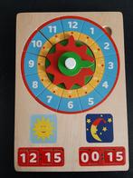 Houten puzzel klok. Leer klok kijken. 4 tot 8 jaar, Kinderen en Baby's, 10 tot 50 stukjes, Ophalen of Verzenden, Zo goed als nieuw