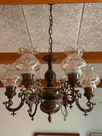 Gotische bronzen zesarmige kroonluchter, Huis en Inrichting, Lampen | Kroonluchters, Ophalen, Gebruikt, Metaal