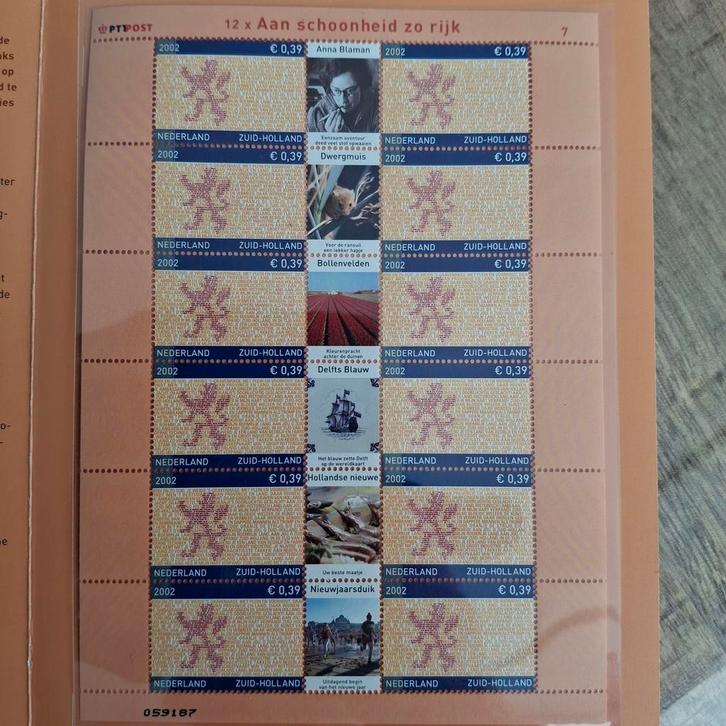 Postzegelvel Zuid-Holland 2002 - Postfris, Postzegels en Munten, Postzegels | Nederland, Ophalen of Verzenden