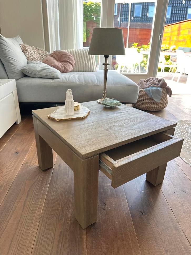 Teakhouten Salontafel met Lade, Huis en Inrichting, Tafels | Salontafels, Zo goed als nieuw, Minder dan 50 cm, 50 tot 100 cm, Minder dan 50 cm