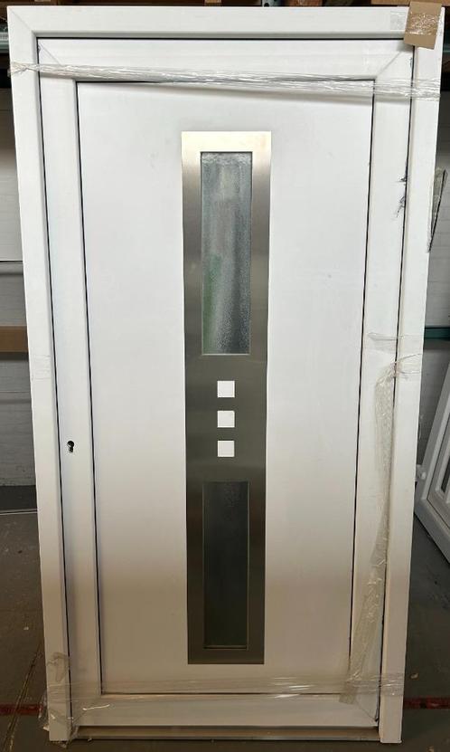 Kunststof voordeur 110 x 210 cm Links kleur Wit, Doe-het-zelf en Verbouw, Deuren en Horren, Nieuw, Buitendeur, 200 tot 215 cm
