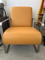 Leren Fauteuil met Metalen Frame, zithoogte 43cm, d 50cm, Huis en Inrichting, Stoelen, Ophalen, Gebruikt, Overige kleuren, Leer
