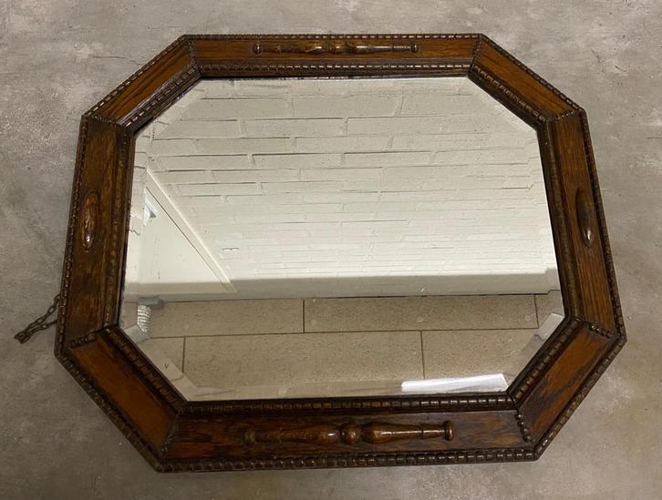Antieke Spiegel in houten lijst, Antiek en Kunst, Antiek | Spiegels, Minder dan 100 cm, Overige vormen, Ophalen