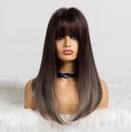 Donker Bruine Pruik Met Pony 1 Lang Haar Lange Haren Vrouwen, Verzenden, Nieuw, Pruik of Haarverlenging