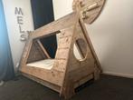 Stoer Tipi Tent Bed van Steigerhout - Eenpersoons, Ophalen, Gebruikt, 100 cm of meer, Lattenbodem
