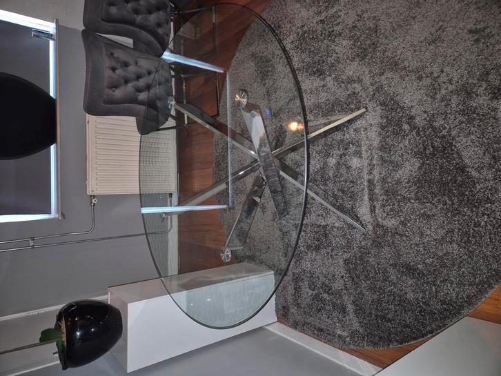 Zgan glazen eettafel 'lasi' 120 cm rond, Huis en Inrichting, Tafels | Eettafels, Zo goed als nieuw, 100 tot 150 cm, 100 tot 150 cm