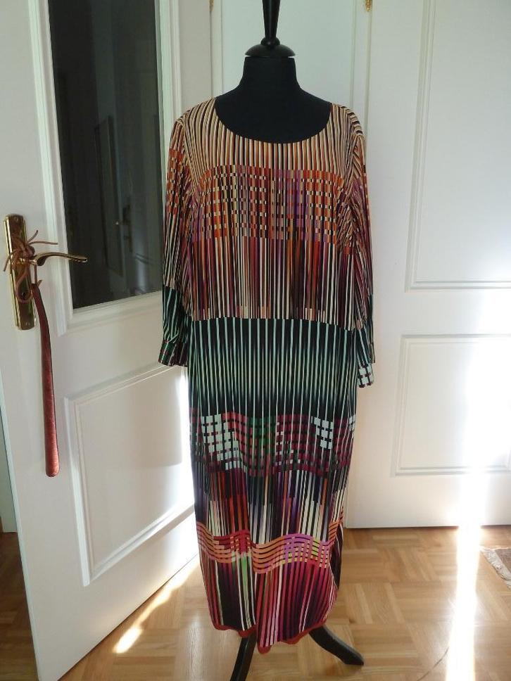 Marina Rinaldi zuiver zijden jurk, kleurrijk patroon, 42/44, Kleding | Dames, Jurken, Zo goed als nieuw, Maat 42/44 (L), Overige kleuren