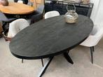 Magazijn leegverkoop eettafel ovaal zwart mangohout matrix, Nieuw, Ophalen of Verzenden, Info@wkhome.nl, Argonweg 20 Amersfoort