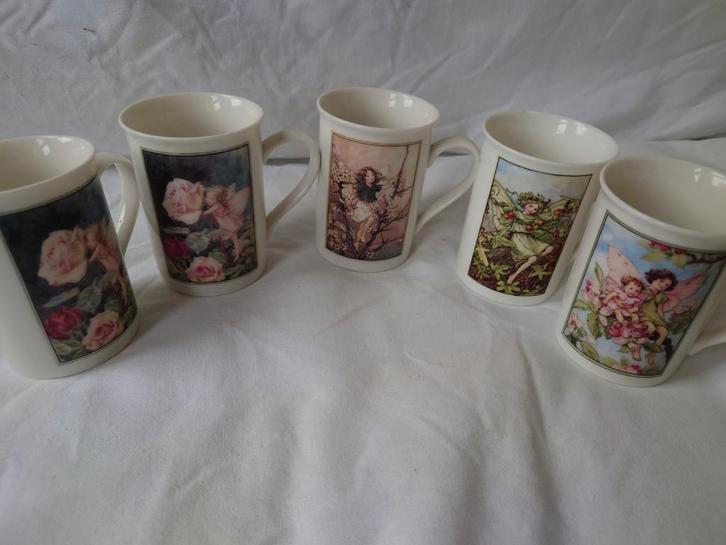 Flower Fairies Bekers met Gedichtjes, Huis en Inrichting, Keuken | Servies, Gebruikt, Kop(pen) en/of Schotel(s), Overige stijlen