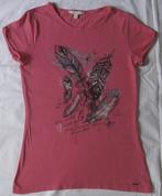 Tom Tailor Denim T-shirt roze maat XS veren en vlinders, Ophalen, Tom Tailor, Korte mouw, Roze