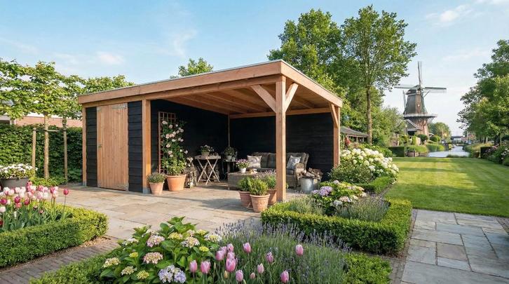 Overkapping met berging prijs is incl. montage, Tuin en Terras, Overkappingen, Nieuw, Veranda, Ophalen of Verzenden