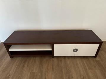 Televisie meubel 195x45xh40cm, bruin wit , met kast en lade