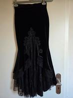 Zwarte fluwelen gothic rok - Maat S, Zwart, Nieuw, Ophalen of Verzenden, Maat 36 (S)