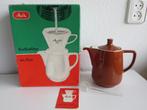 Vintage Melitta koffiekan aardewerk bruin met doos, Gebruikt, Overige typen, Ophalen of Verzenden, Effen