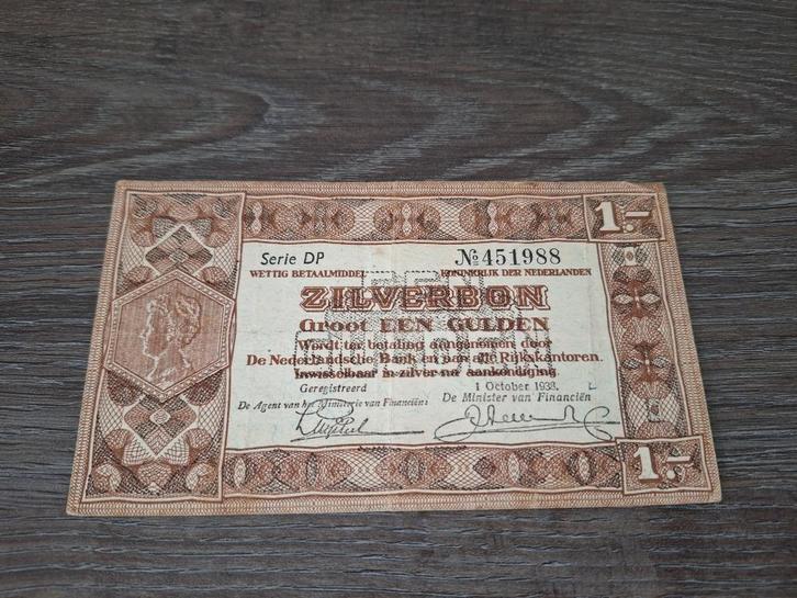 Mooi biljet 1 gulden 1938, zilverbon, Postzegels en Munten, Bankbiljetten | Nederland, 1 gulden, Ophalen of Verzenden