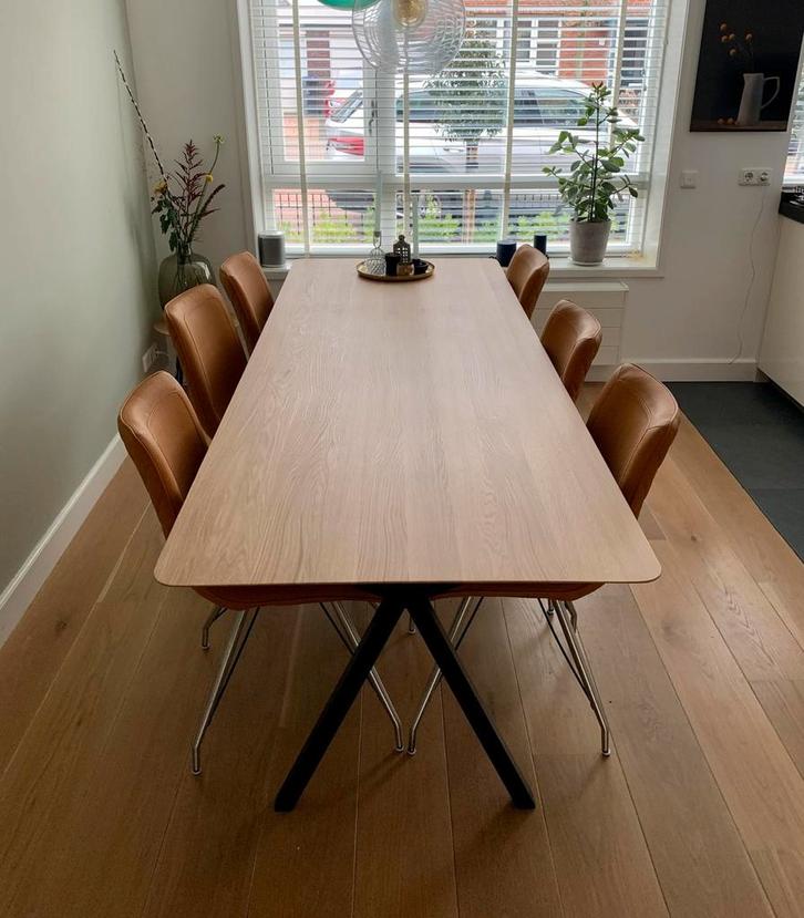 Studio Henk tafel slim x-type, 240x90 cm, Huis en Inrichting, Tafels | Eettafels, Gebruikt, 50 tot 100 cm, 200 cm of meer, Vijf personen of meer